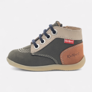 Kickers - Baskets hautes Bébé garçon en cuir kaki