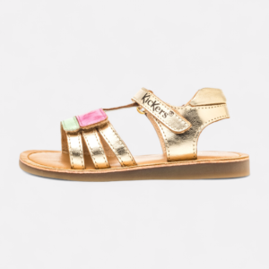 Kickers - Nu-pieds Fille en cuir or